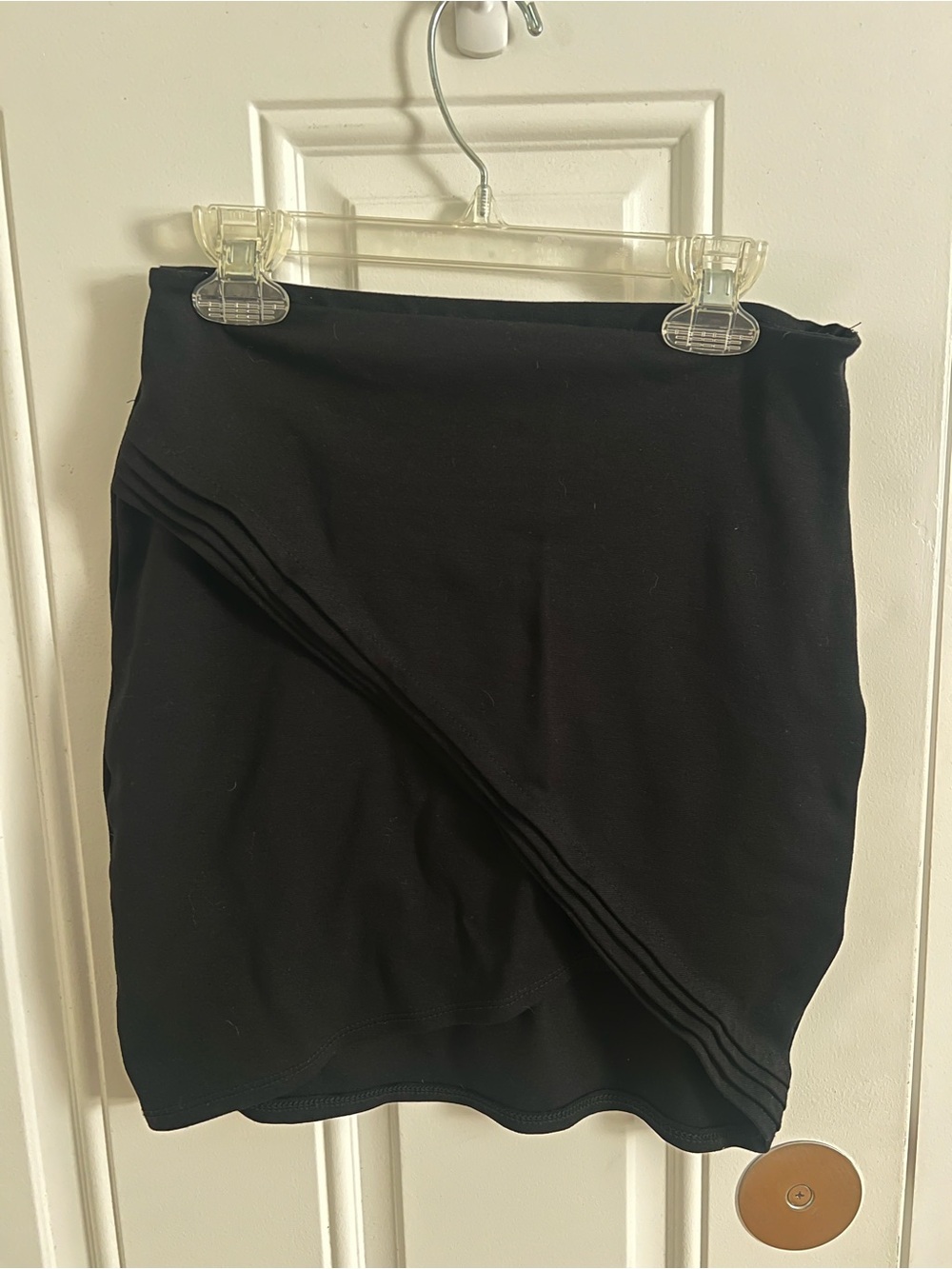 Black Ruched Asymmetrical Mini Skirt